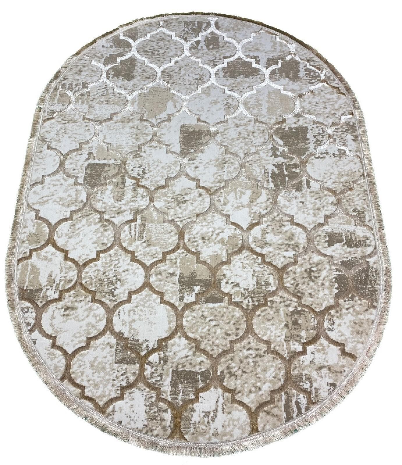 Ковер Karmen hali Ascona 4100B BEJ FLOS / BEJ FLOS овал 0.7x1.4м