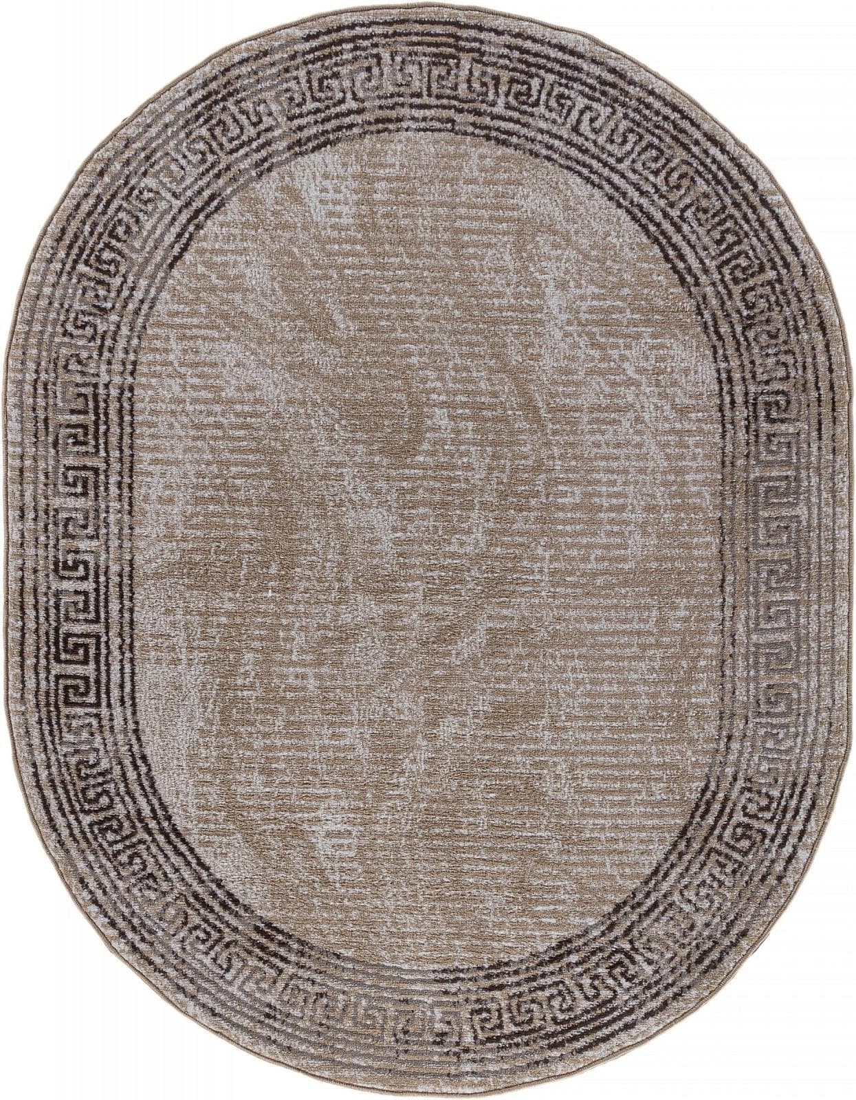 Ковер Ковер Современный AIDIN CARPET PRAGA 06022A TOZ GRI / BROWN Овал Овал 1x2м