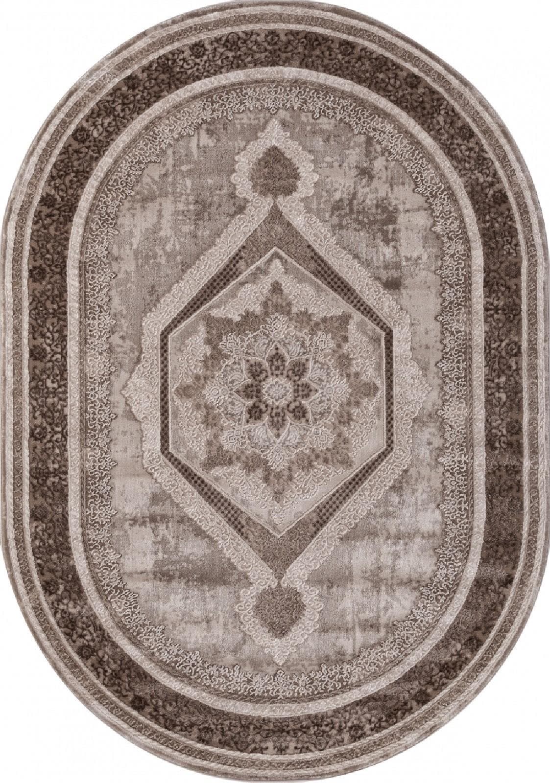 Ковер KARMEN HALI ARMINA 04037A BROWN / BROWN Овал Овал 0.8x1.5м