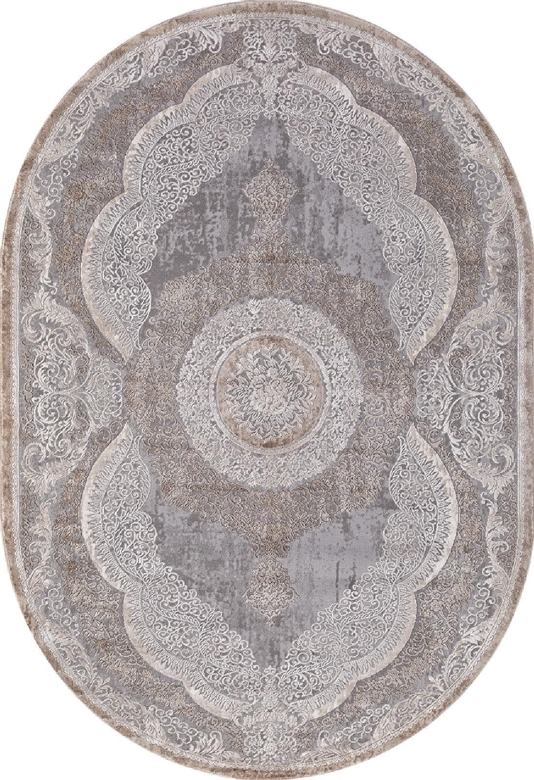 Ковер KARMEN HALI ARMINA 03880C GREY / BROWN Овал Овал 0.8x1.5м