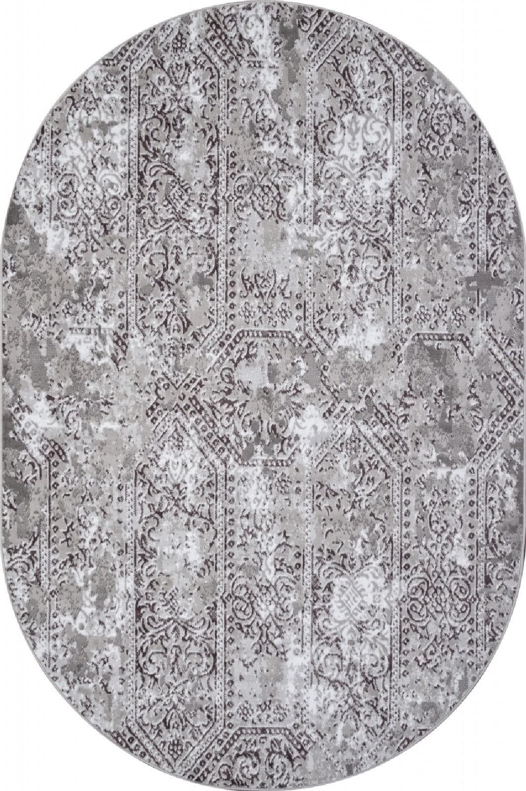 Ковер Ковер Современный MERINOS SILVER F390 GRAY Овал Овал 0.8x1.5м