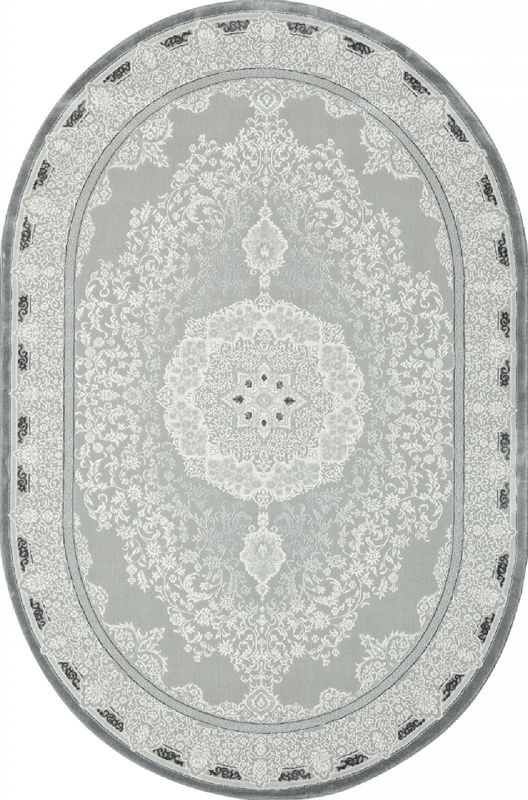 Ковер KARMEN HALI NENSI GL038G GREY / GREY Овал Овал 1.6x2.3м