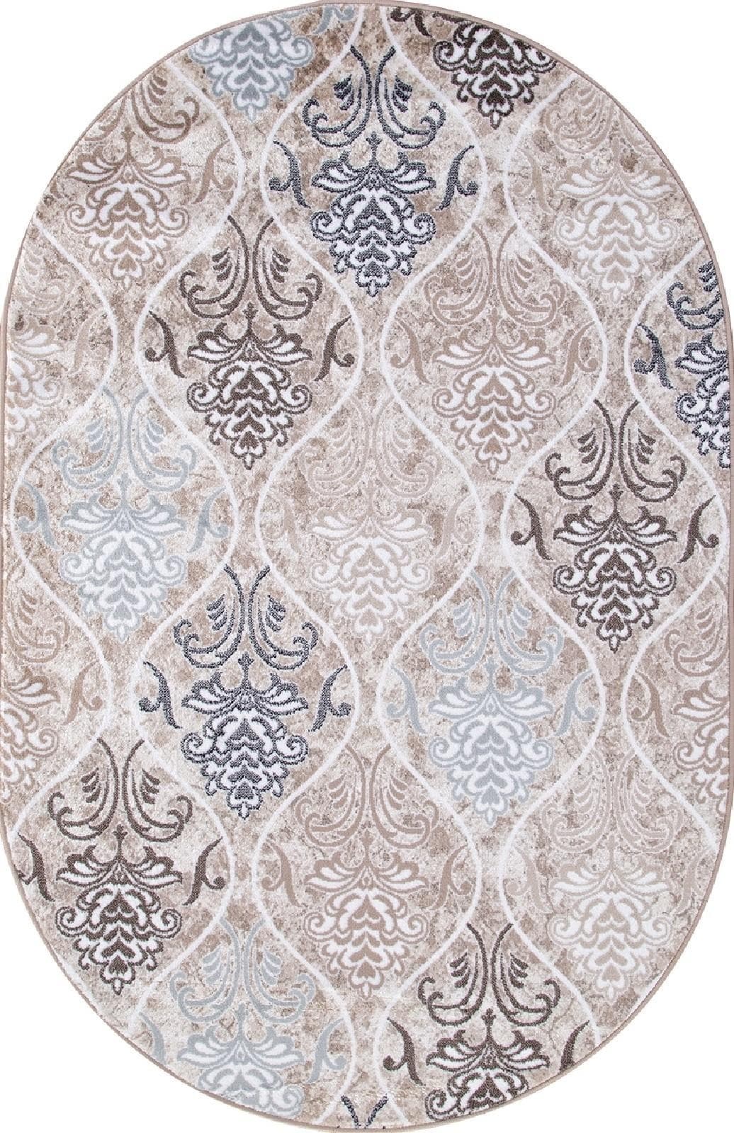 Ковер Merinos Valencia Deluxe d310 cream-brown овал Овал 1x2м