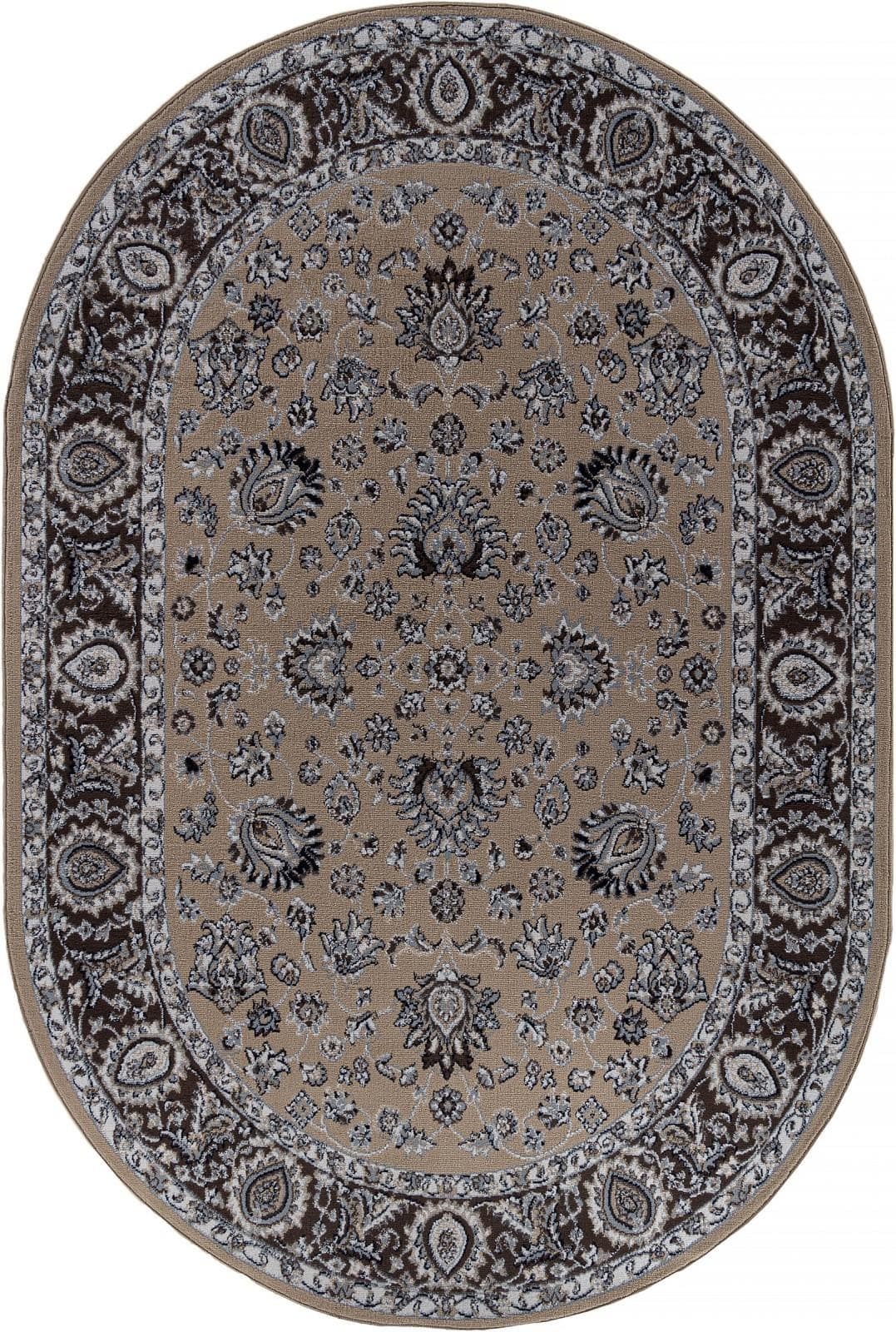 Ковер Ковер Классический AIDIN CARPET PRAGA 06030A BEIGE / BEIGE Овал Овал 1x2м