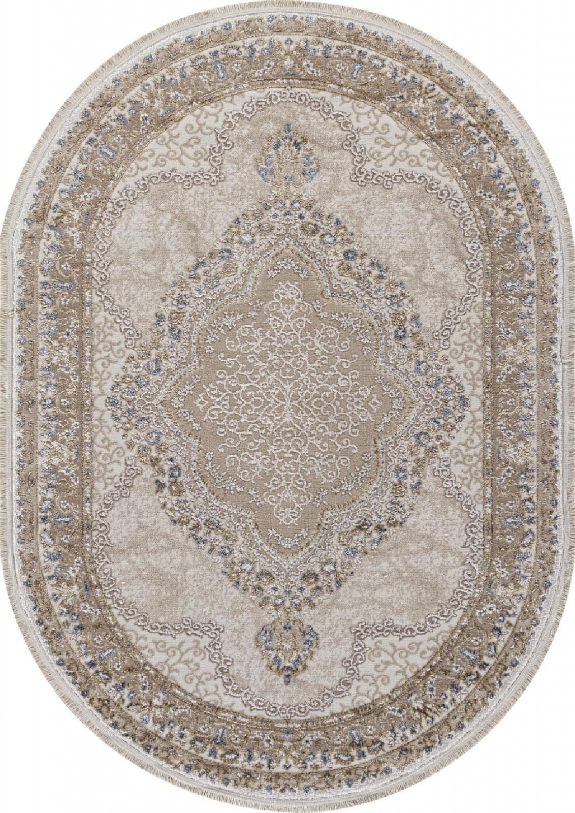 Ковер Ковер KARDELEN MOSSO 27226A BEIGE / BLUE Овал Овал 1.6x2.3м