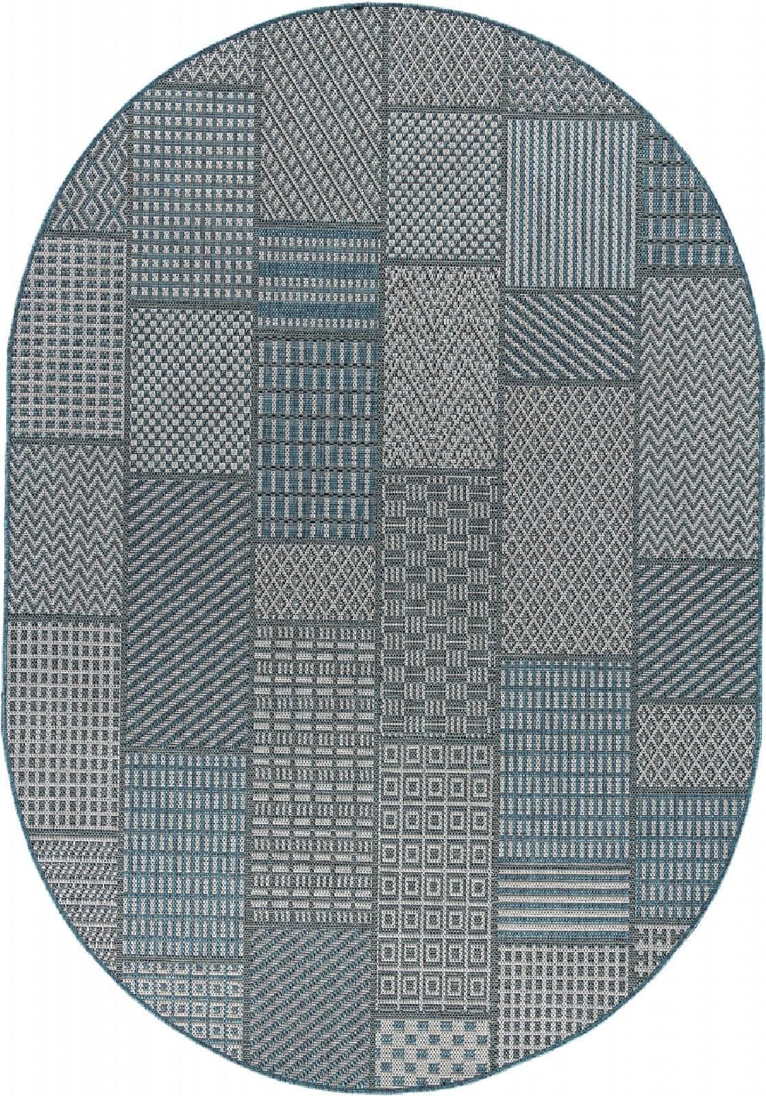 Ковер Ковер Современный MERINOS KAIR S160 BLUE Овал 0.8x1.5м