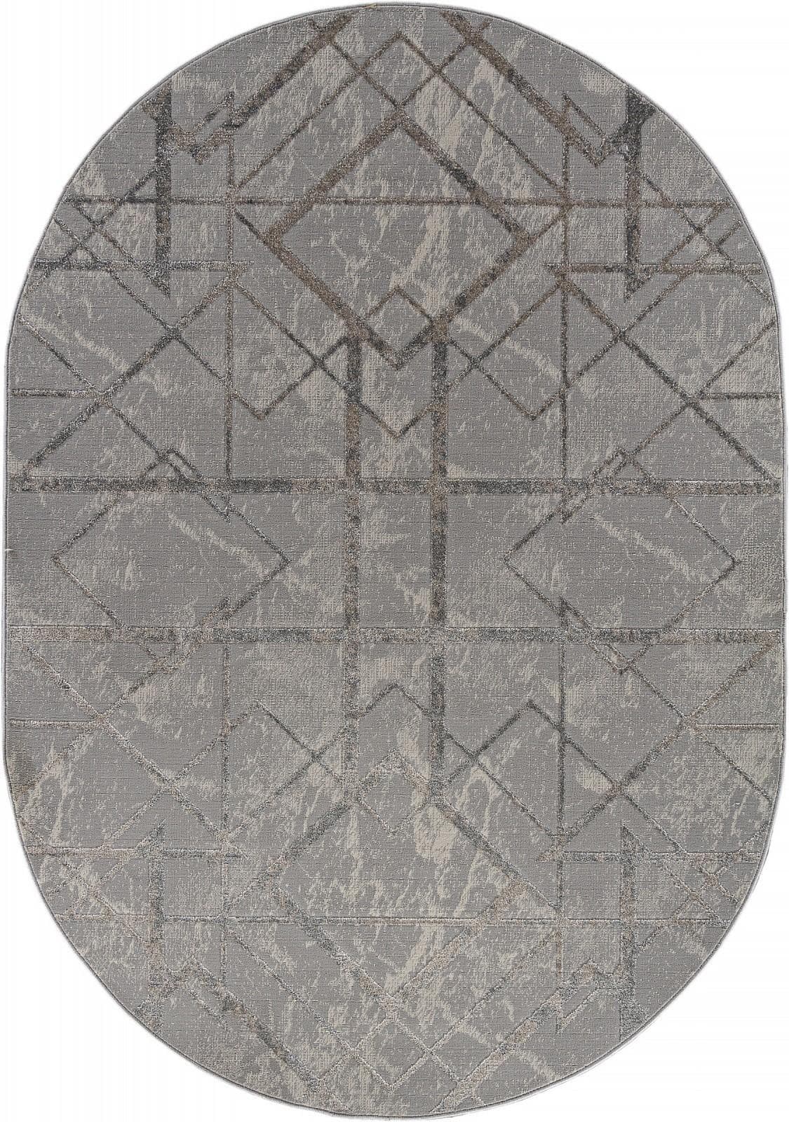 Ковер Ковер Современный MERINOS LIMAN F480 GRAY-BEIGE Овал 2x4м