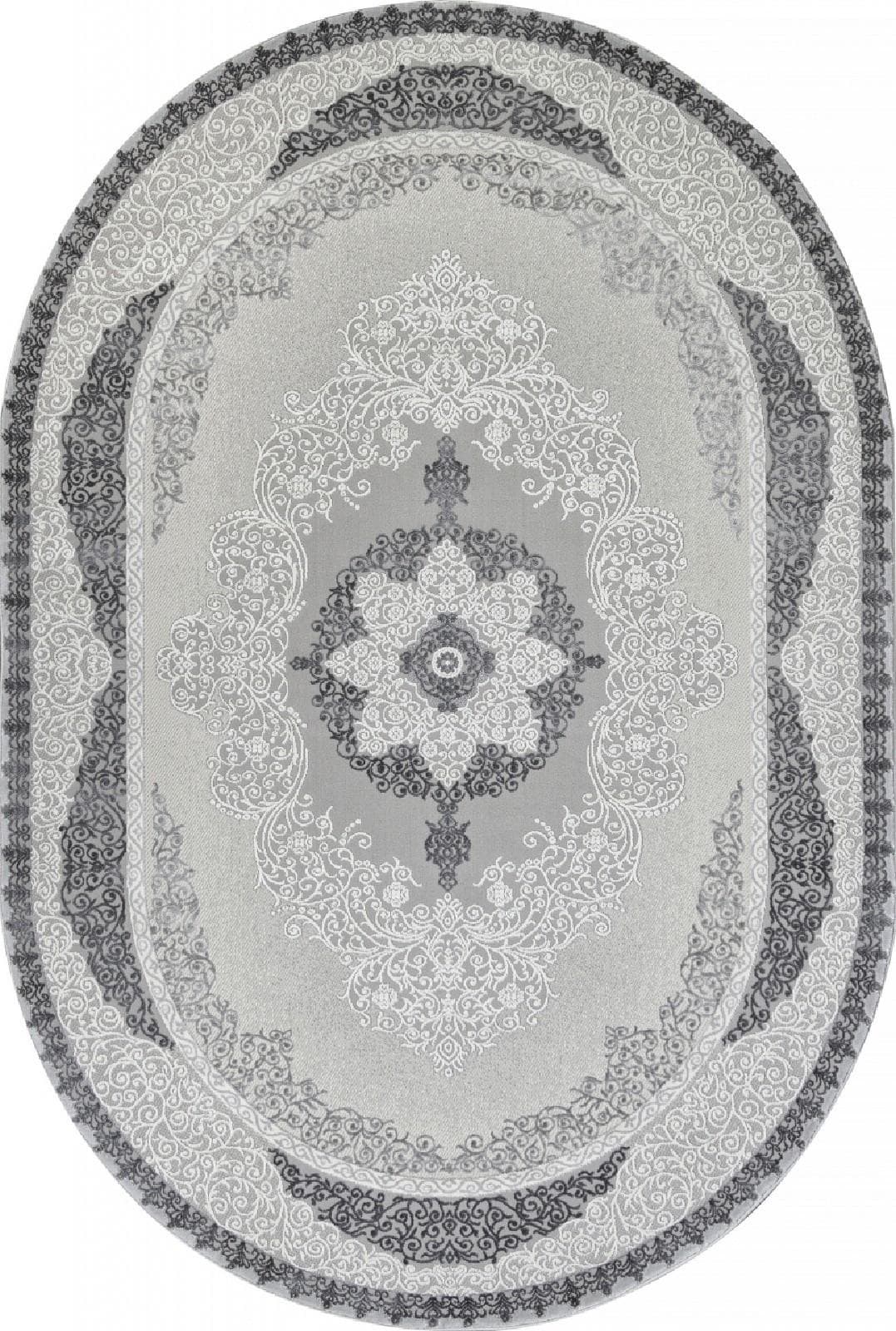 Ковер Ковер KARMEN HALI NENSI GL074G GREY / GREY Овал Овал 0.8x1.5м