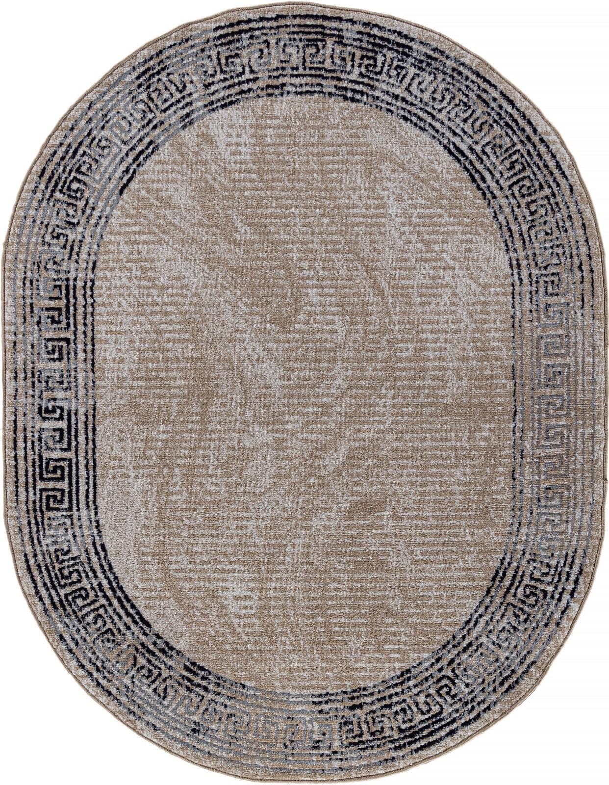 Ковер Ковер Современный AIDIN CARPET PRAGA 06022A TOZ GRI / NAVY Овал Овал 0.8x1.5м