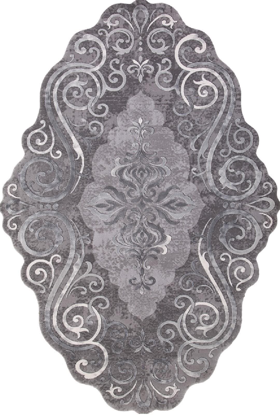 Ковер KARMEN HALI SAFIR 00858G GREY / GREY Овал 0.78x1.5м