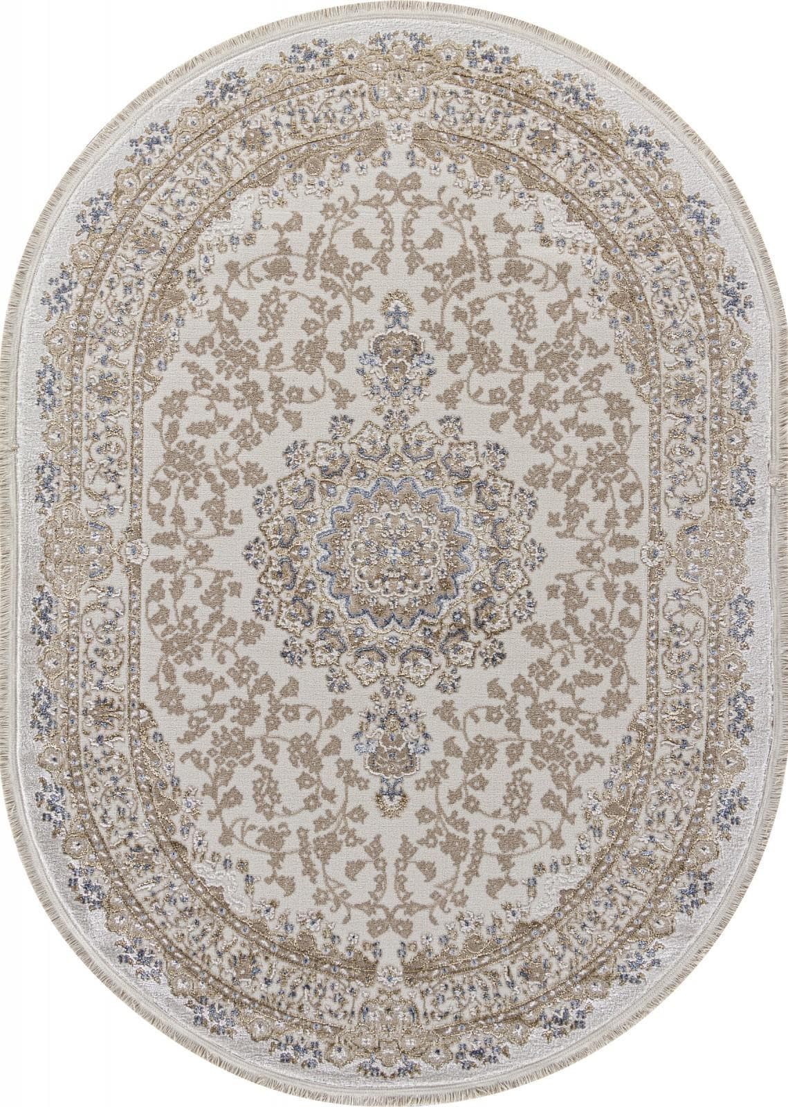 Ковер Ковер KARDELEN MOSSO 27239 CREAM / BLUE Овал 0.8x1.5м