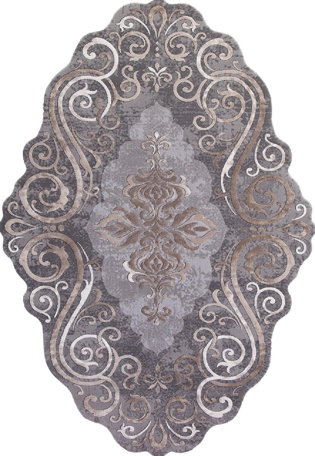 Ковер KARMEN HALI SAFIR 00858C GREY / BROWN Овал 0.78x1.5м
