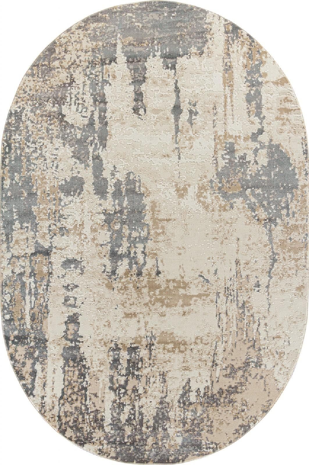 Ковер Ковер Современный ROZA SIESTA M027A LIGHT BEIGE / TAUPE Овал 0.78x1.5м