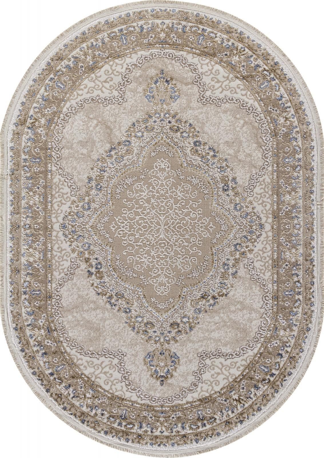 Ковер Ковер KARDELEN MOSSO 27226 BEIGE / BLUE Овал 0.8x1.5м