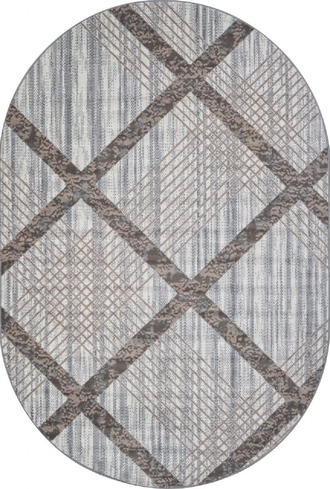 Ковер Ковер Современный MERINOS SIERRA F351 CREAM-BLUE Овал Овал 1x2м