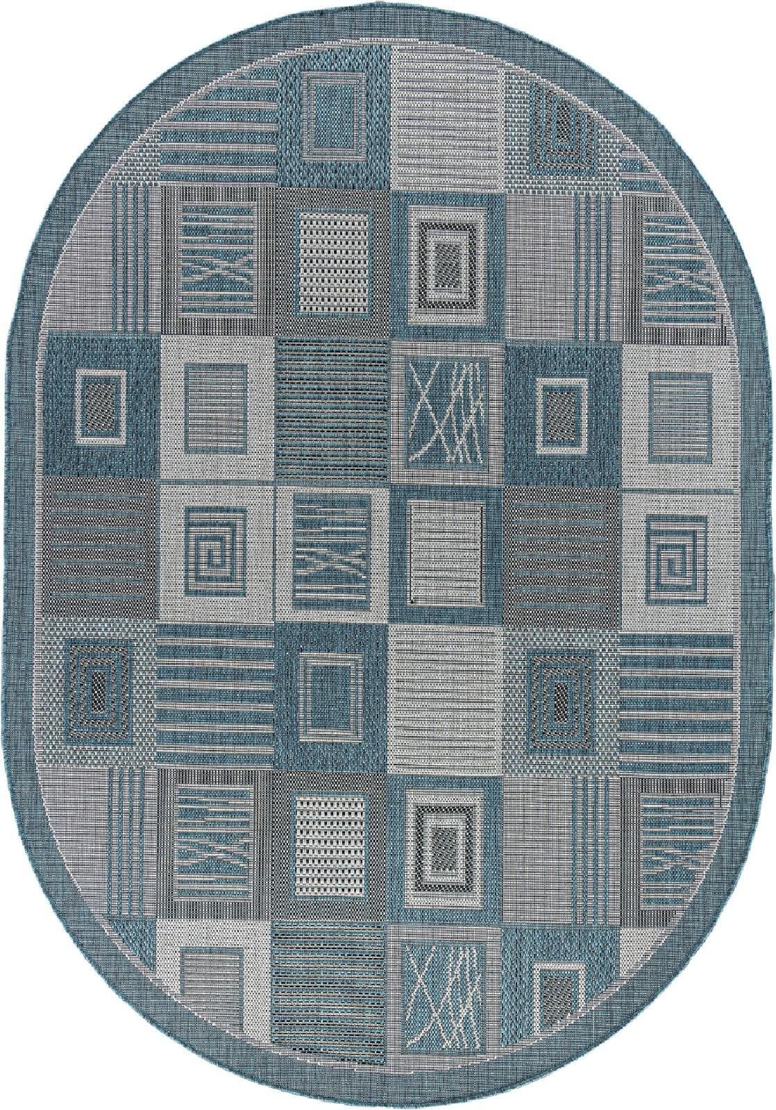 Ковер Ковер Современный MERINOS KAIR S138 BLUE Овал 0.8x1.5м
